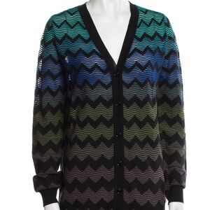 Missoni Women  Small Cotton Cardigan Size 40 Color Zigzag stripes Unique Elegant